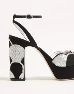 Valentino Bowow Platform Sandal In Moiré Fabric With Crystals 115Mm - Image 2